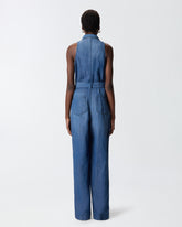 Denim jumpsuit with belt - Dark blue | Pinko