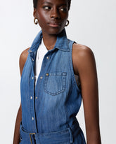 Denim jumpsuit with belt - Dark blue | Pinko