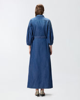 Long denim shirt dress - Dark blue | Pinko