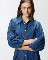 Long denim shirt dress - Dark blue | Pinko