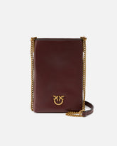 Leather smartphone case with shoulder strap - Burgundy | Pinko