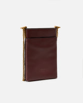 Leather smartphone case with shoulder strap - Burgundy | Pinko