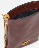 Leather smartphone case with shoulder strap - Burgundy | Pinko