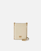Leather smartphone case with shoulder strap - White | Pinko