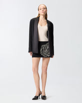 Slub fabric jacket with satin lapels - Black | Pinko