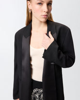 Slub fabric jacket with satin lapels - | Pinko