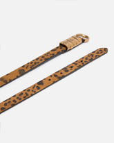Suede belt with leopard print, 2cm - | Pinko