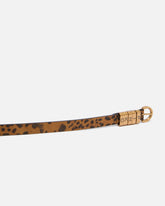 Suede belt with leopard print, 2cm - | Pinko