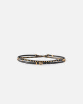 Double-wrap leather belt with studs and branded rings, 1 cm - | Pinko