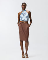 Denim top with scarf print - | Pinko