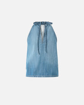 Denim top with scarf print - | Pinko