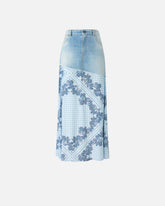Denim midi skirt with scarf print - | Pinko