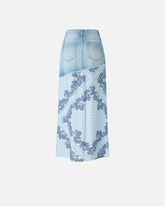 Denim midi skirt with scarf print - | Pinko