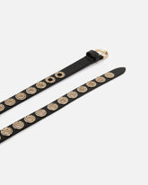 Leather belt with jewel eyelets, 2cm - | Pinko