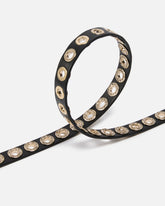 Leather belt with jewel eyelets, 2cm - | Pinko