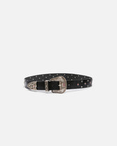 Leather belt with studs, 4 cm - | Pinko