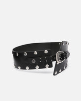 Leather belt with studs and strap, 15 cm - | Pinko