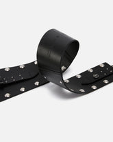 Leather belt with studs and strap, 15 cm - | Pinko