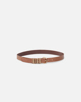 Shiny leather belt with metal loops, 3 cm - | Pinko
