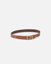 Shiny leather belt with metal loops, 3 cm - | Pinko
