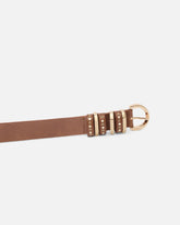 Shiny leather belt with metal loops, 3 cm - | Pinko