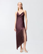 Asymmetrical top in satin with fringes - | Pinko