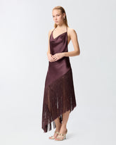 Asymmetrical top in satin with fringes - | Pinko