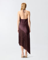 Asymmetrical top in satin with fringes - | Pinko