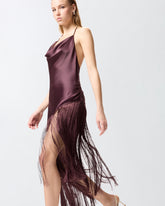 Asymmetrical top in satin with fringes - | Pinko