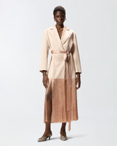 Satin trench coat with fringing - | Pinko