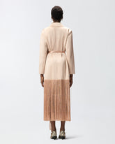 Satin trench coat with fringing - | Pinko