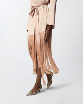 Satin trench coat with fringing - | Pinko