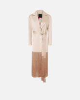 Satin trench coat with fringing - | Pinko