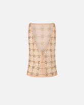 Sleeveless tulle top with crystals - | Pinko