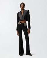 Trousers with embroidered jewel roses - | Pinko