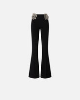 Trousers with embroidered jewel roses - | Pinko