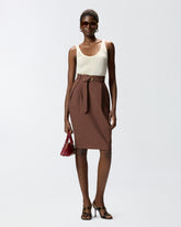 Slim-fitting calf-length skirt with belt - | Pinko