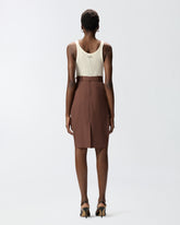 Slim-fitting calf-length skirt with belt - Brown | Pinko