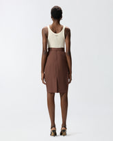 Slim-fitting calf-length skirt with belt - | Pinko