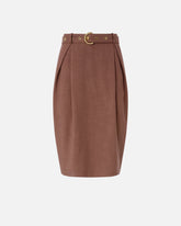 Slim-fitting calf-length skirt with belt - Brown | Pinko