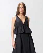 Crop top with ruffle and ties - | Pinko