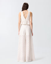 Crop top with ruffle and openwork pattern - | Pinko