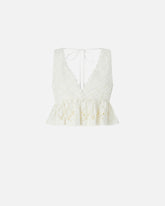 Crop top with ruffle and openwork pattern - | Pinko