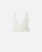 Crop top with ruffle and openwork pattern - | Pinko