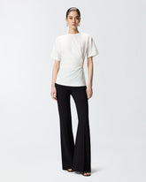 T-shirt with draping and gold detail - | Pinko