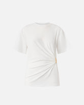 T-Shirt mit Drapierung und goldfarbenem Detail - | Pinko
