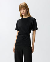 T-shirt with draping and gold detail - | Pinko