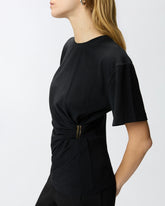 T-shirt with draping and gold detail - | Pinko