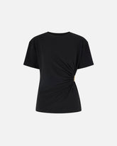 T-shirt with draping and gold detail - | Pinko