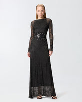Langes Kleid mit Netzmesh und floraler Spitze - | Pinko